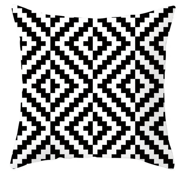 45*45cm Black and White Cushion Cover Waist Pillowcase Nordic Geometric Throw Pillow Sofa Bedroom Pillowslip Car Home Decor