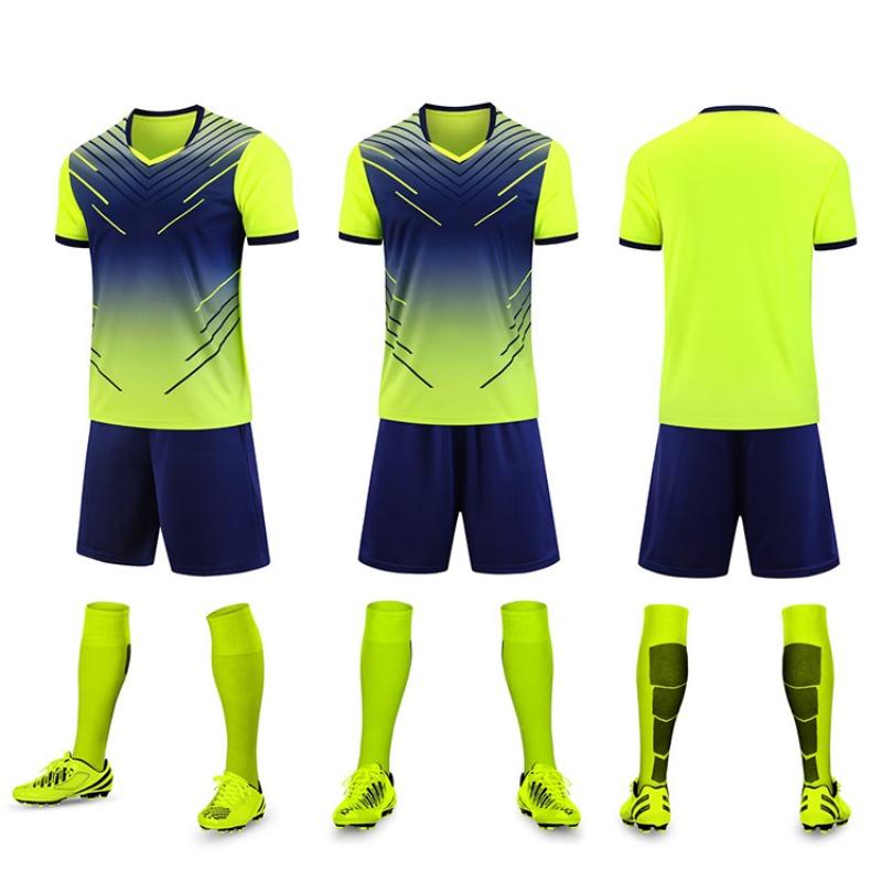 Football Jersey Set Men'S Game Sports Jersey Adult Primary School Students Children'S Training Jersey Short-Sleeved Jersey Quick-Drying