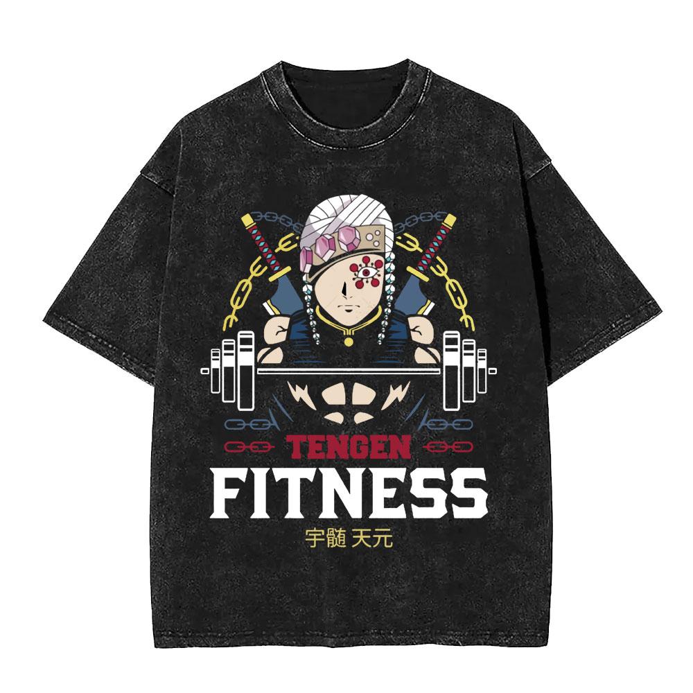 Kimetsu No Yaiba Anime Demon Slayer T-shirt Tengen Uzui Manga T-shirt Vintage Lavé Hommes Confortable Décontracté Streetwear T-shirt