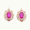 Rose Gold Plated Inlaid Flower Red Stone Purple Gold Simple Temperament Fashion Colored Gold Earrings