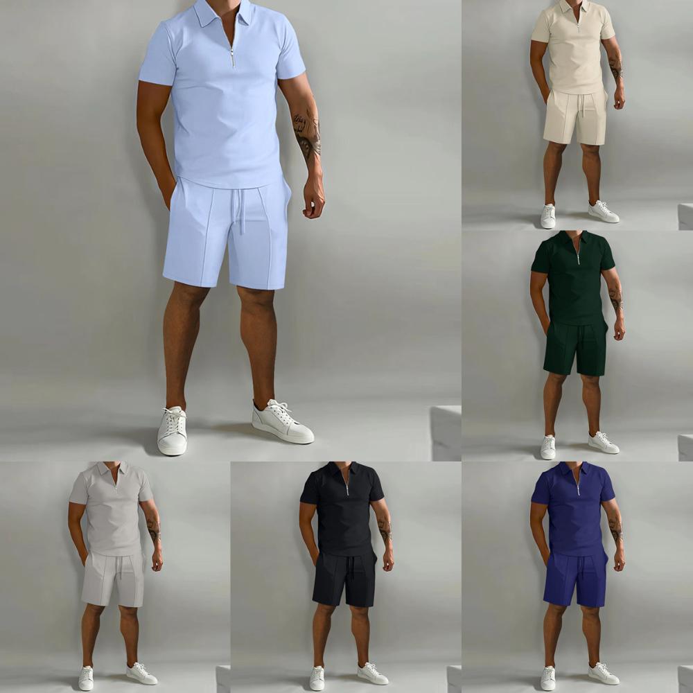 Costum Sport Polo Casual Lejer cu Mânecă Scurtă pentru Bărbați