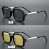 Day & Night Vision Pochromic Myopia Glasses for Men Women Square UV Protection Sunglasses Eyewear for Driving Diopters -4.0