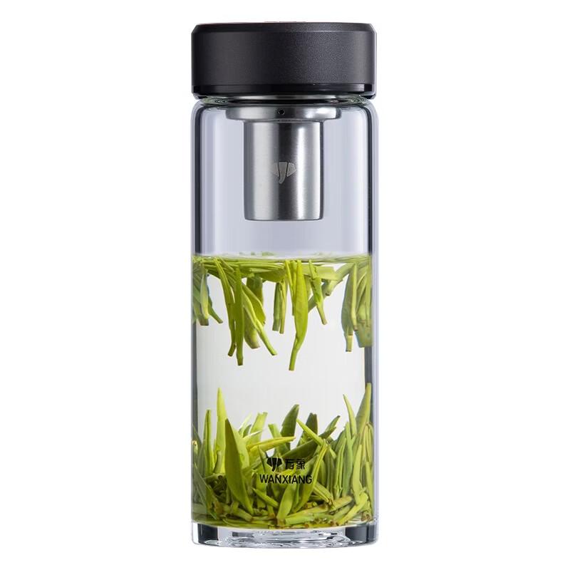 WANXIANG Portable High Borosilicate Glass Water Bottle with Tea Infuser