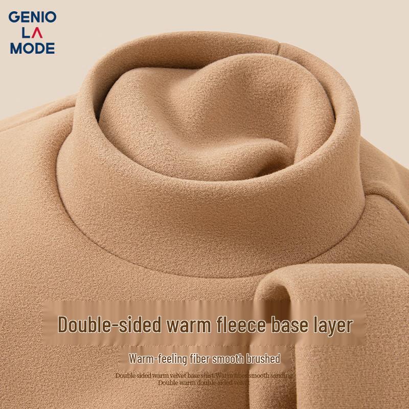 Men s Double-Sided Fleece Half-High Collar Long Sleeve T-Shirt XL