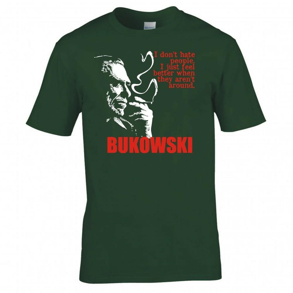 Charles Bukowski I Dont Hate People Quote Tshirt 2XL