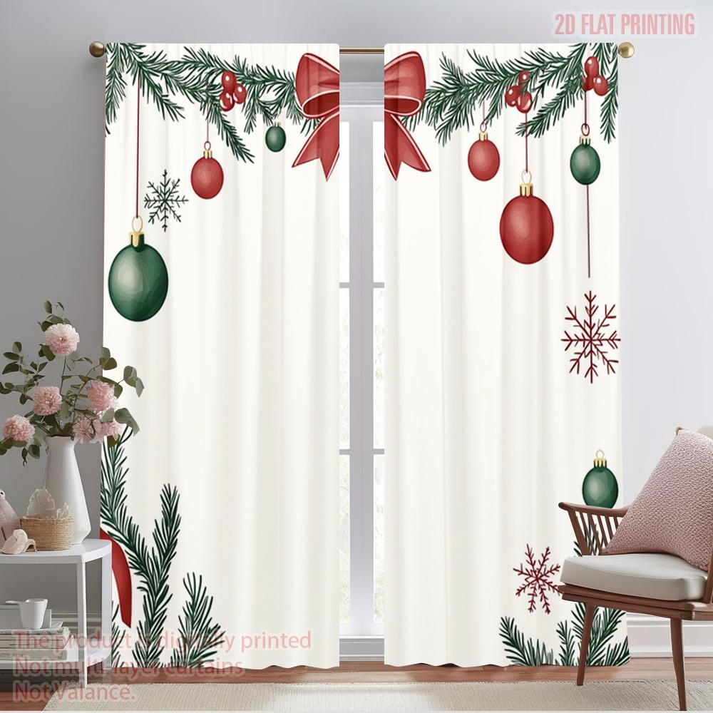 

2pcs,2D plane printing Minimalist Curtains Christmas Ornaments Garland Holiday_a Versatile Polyester (without rod) Gifts Use for 52.50×116.00 CM 2pcs