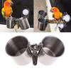 Metal Bird Parrot Feeder Food Water Feeding Bowl Pet Cage Clip Cup Dispenser