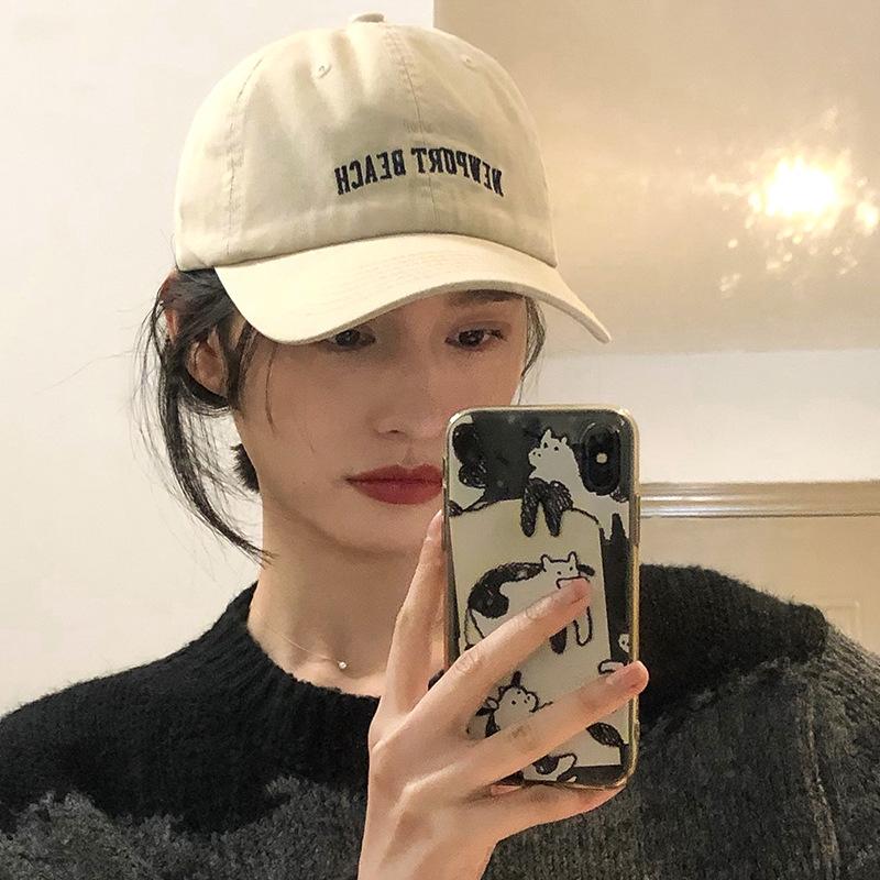 

Pure cotton letter cap women s spring summer casual versatile couples show their faces small sunscreen hat men s tide Adjustable