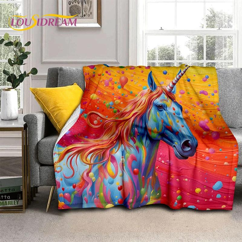 HD Unicorn Cartoon Cute 3D Dream Girl Blanket,Soft Throw Blanket for Home Bedroom Bed Sofa Picnic Travel Office Cover Child Gift