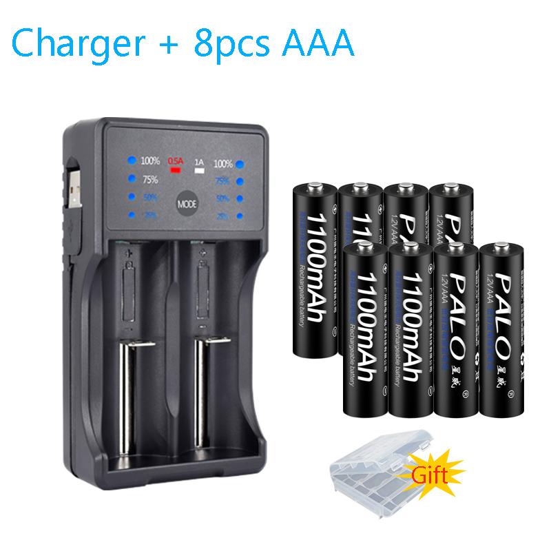 PALO aaa Rechargeable Battery aaa nimh ni-mh Battery 1100mah 3a Battery with Led Display Battery Charger aa Battery Charger