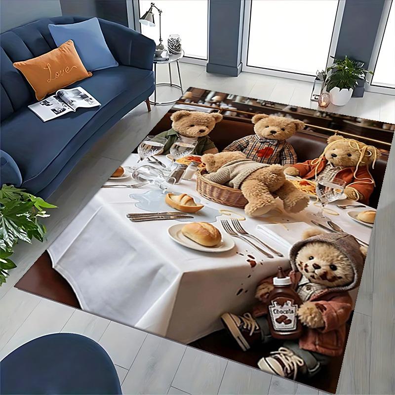 1pc Teddy Bear Spaghetti Chair Mat - Anime Cartoon Design, Non-Slip Carpet for Office and Home Decor, Suitable for All Seasons.C033