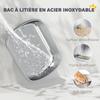 Enclosed Cat Litter Tray, Stainless Steel, Odor Control Lid, XL, White