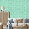 Polynesian Geometric Pattern Wallpaper Mint and Sea 50x1000