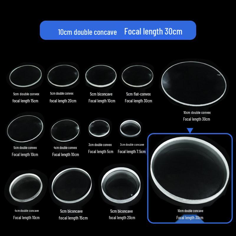 Physical Optics Set: Triangular Prism, Convex/Concave Lenses & Mirrors, Magnifying & Reducing Glasses