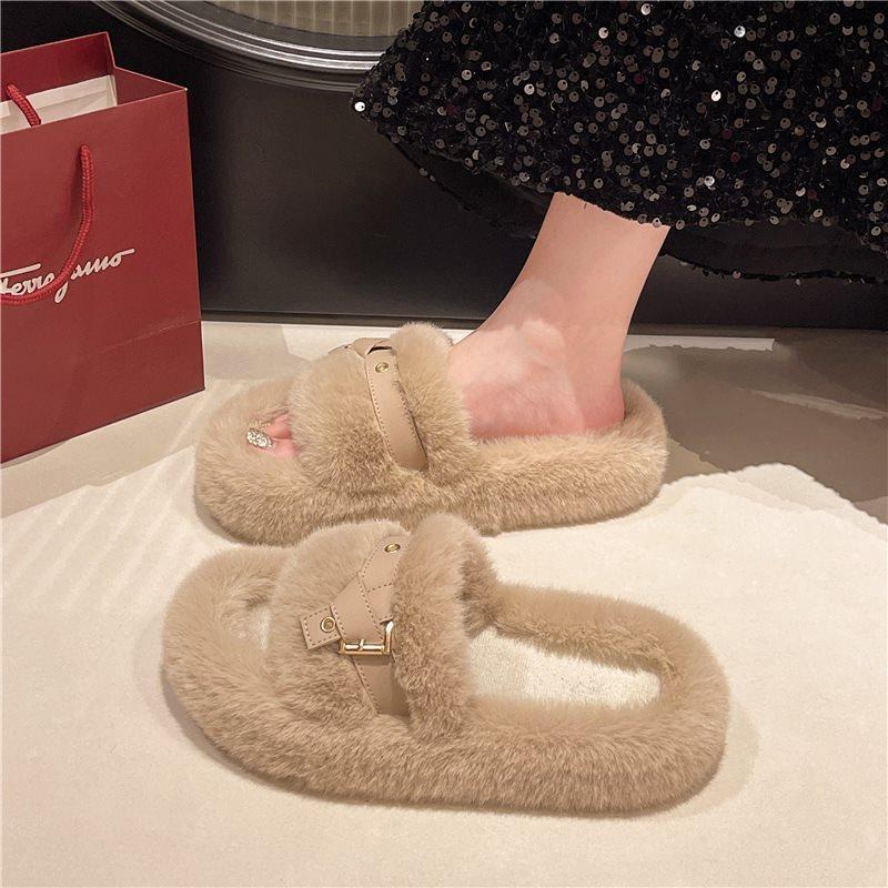 Baumwolle Schleppnetz rot dicker Boden flauschige Hausschuhe Damen Outdoor-Bekleidung Indoor Winter Plüsch 2025 große Größe Frühling und Herbst super angesagt große Größe Zuhause