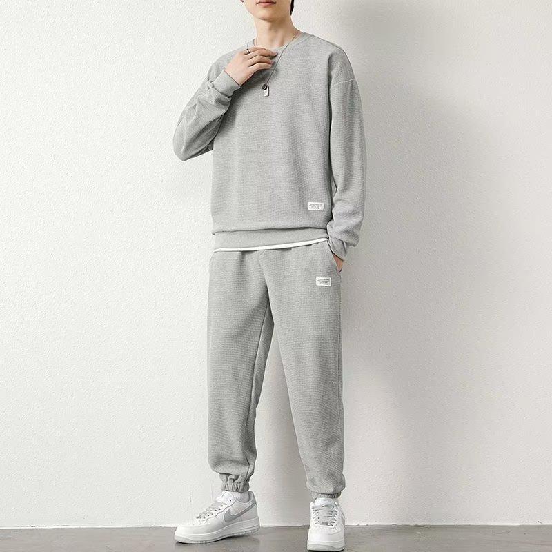 Men's Autumn Winter Fleece Joggers: Casual, Warm, Versatile, Korean Style Drawstring Pants, Solid Color, Trendy Hong Kong Influence.
