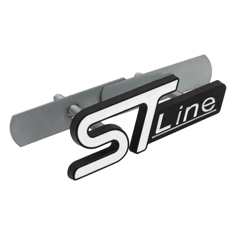 ISPN4 3D Metal ST Line Logo Car Front Grille Emblem Rear Trunk Sticker Badge Decals for Ford ST Fiesta Focus Mondeo Kuga Ranger