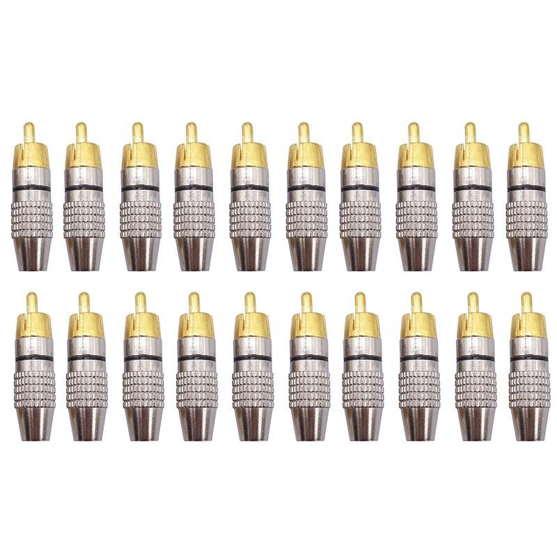 Speaker Wire Cable To Audio Male Connector Adapter Gold Plated 20pcs