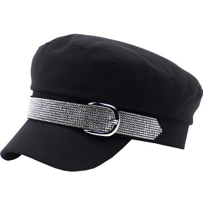 Marine Newsboy for Going CZ288 Cap, Rhinestone, Sparkly, Cap, Hat, Out, Travel, Women's, (Black)