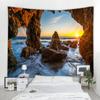 Rock Cave Sunrise 3d Printing Tapestry Reef Rock Cave Sea View Wall Hanging Living Room Bedroom Hall Tapestry Mural 6 Sizes