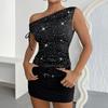 Vacation and Casual Style One-shoulder Sequined Top Women's Spring and Summer