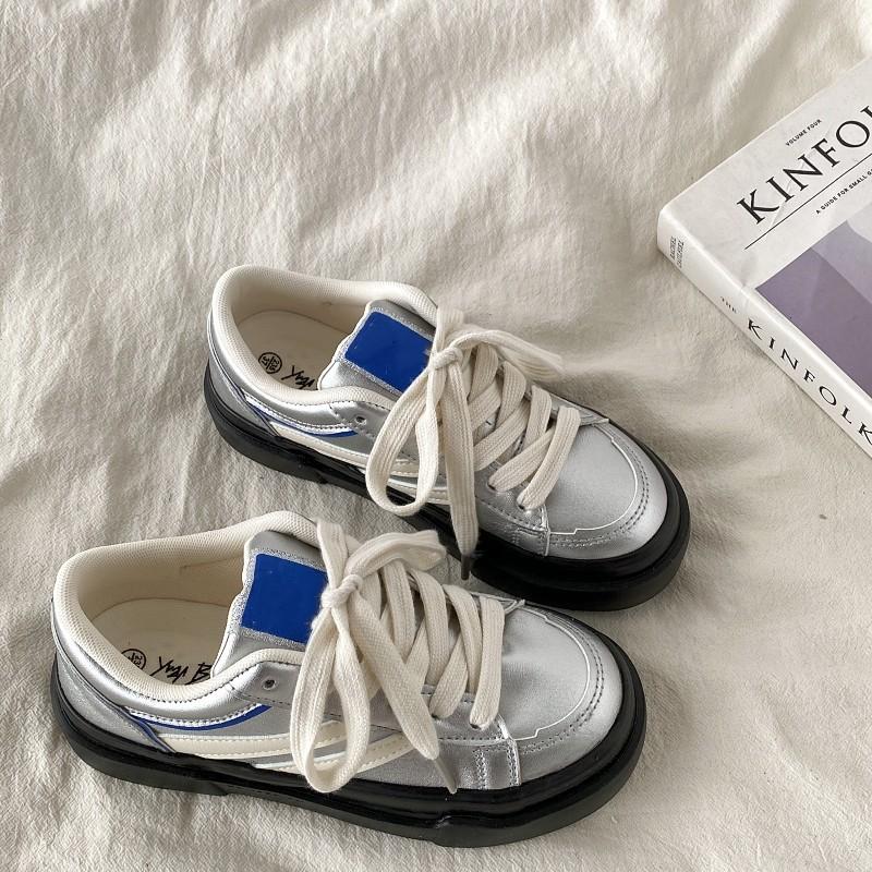 

Нішеві ретро м ятно-зелені кеди жіночі 2025 весна та осінь нові студентські універсальні на платформі повсякденні спортивні туфлі тренд 40 срібний