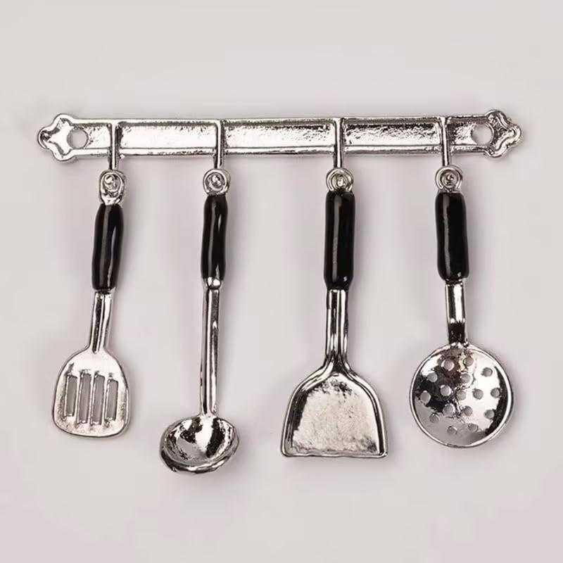 Alloy Miniature Kitchen Tool Set Wall Mount Design Shovel Spoon For Dollhouses Simulation Food Accessory