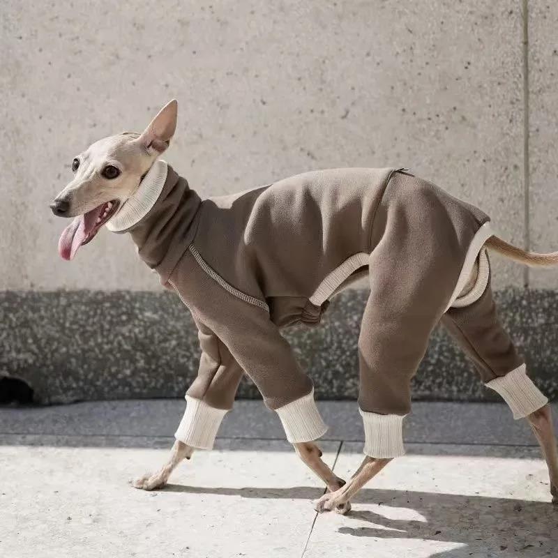 Pet Fleece Turtleneck Overalls Clothes Large Dog Elasticity Sweatshirts Winter Warm Pajamas for Italian Greyhounds Whippets 5