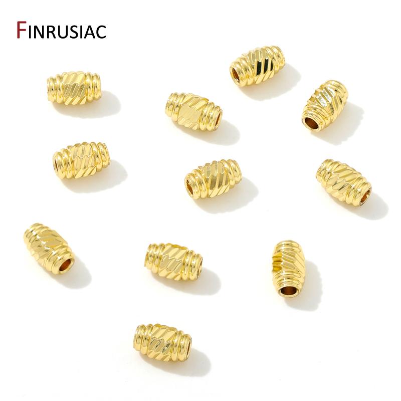 18K Gold Plated Brass 3.3mm*5.4mm Oval Cylindrical Spacer Beads,Separators For Bracelet,DIY Bracelet Necklace Making Accessories