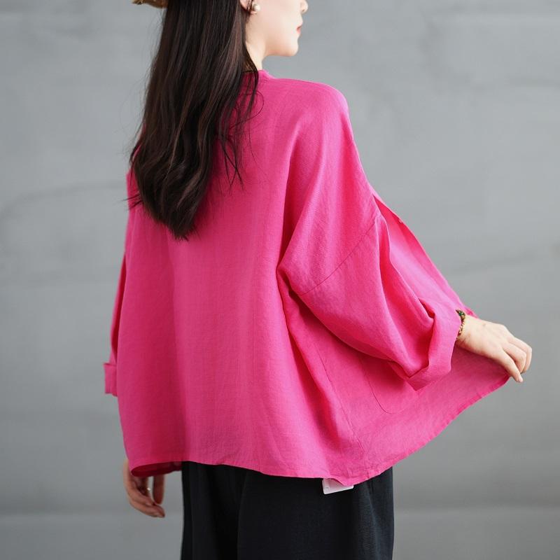 Long Sleeve Oversized Cotton Linen Vintage Shirts & Blouses for Blouse Casual Loose Spring Summer Autumn Tops Women Button Up Shirt