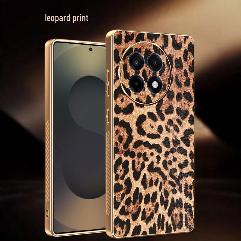 Leopard Print & Checkered Leather OnePlus ACE5/NORD4 Drop-proof Phone Case
