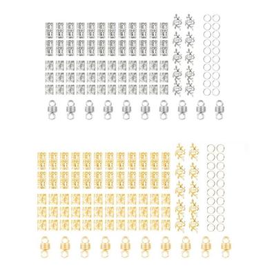 100X Electroplated Hair Beads Set Hollow Metal Cuffs For Dreadlocks Braids And Festival Hairstyling
