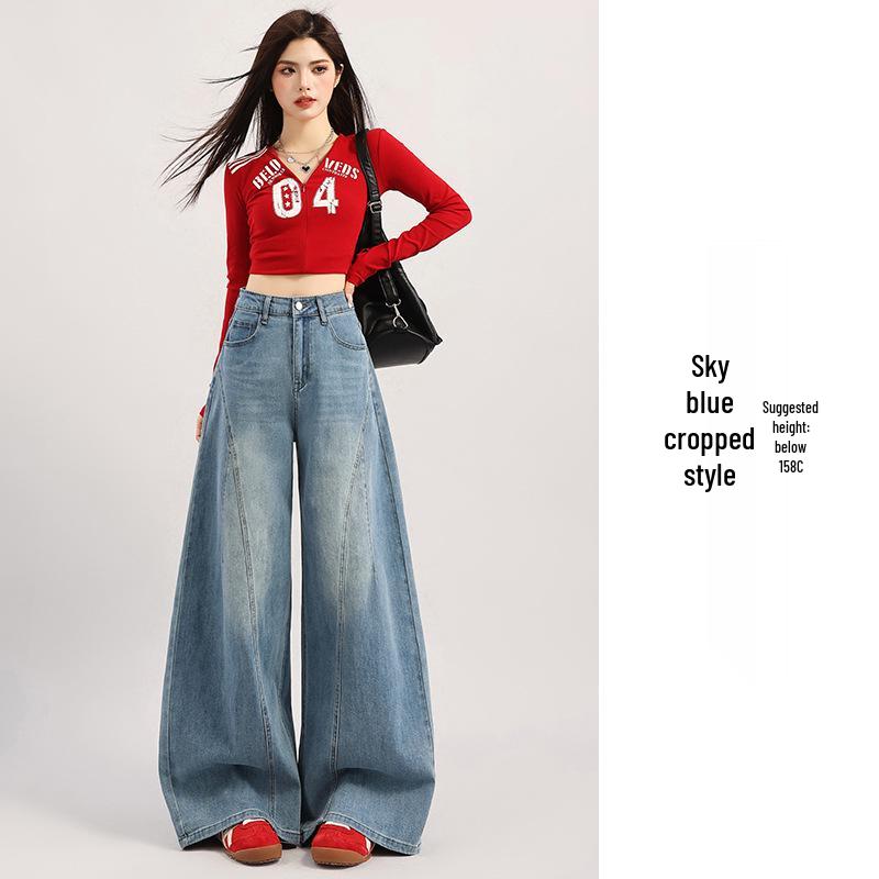 

Women s High-Waisted Retro Wide-Leg Jeans - Slimming, Loose, and Versatile for Spring Medium