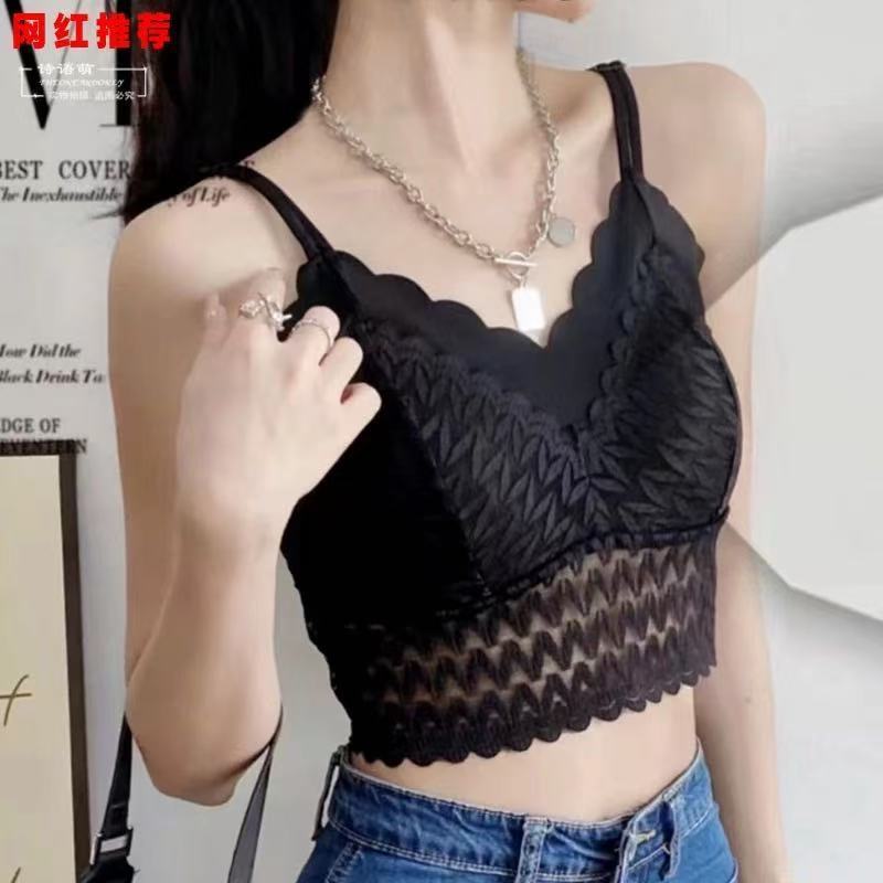 Plus Size Women's Sexy Lace Bra Thin Style with Cross-Over Design for Side Boob Control Anti-Drooping and Lifting Function