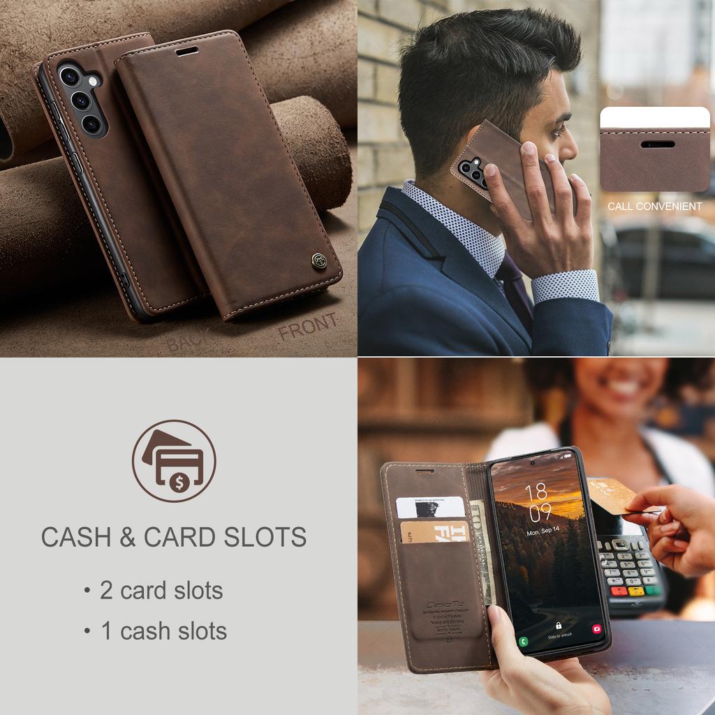 Suitable for Samsung S25 Edge matte flip phone case Galaxy S24 Ultra anti-drop card slot leather case with stand