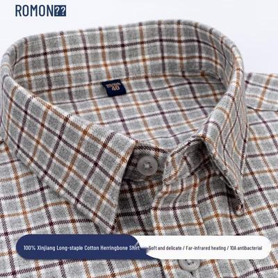 Men's Long-Sleeve Cotton Plaid Business Casual Shirt