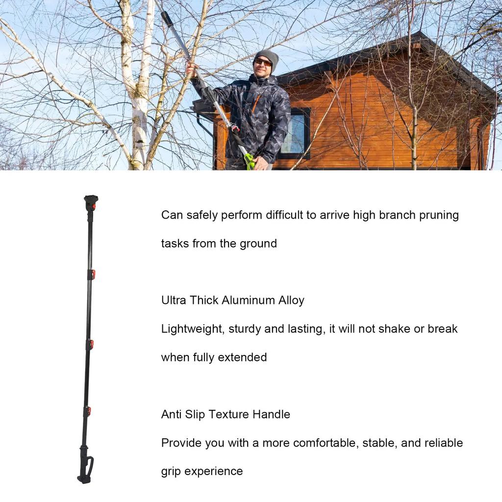 Extension Pole Sturdy Anti Slip Texture Pruning Saw Extension Pole Lightweight 6.6ft Aluminum Alloy for High Branch Trimming