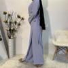 Muslimische Damenmode für Frische Einfarbige Overalls Kleider Abaya Dubai Türkei Islam Schnürung Hoher Bund Kleidung Langarm