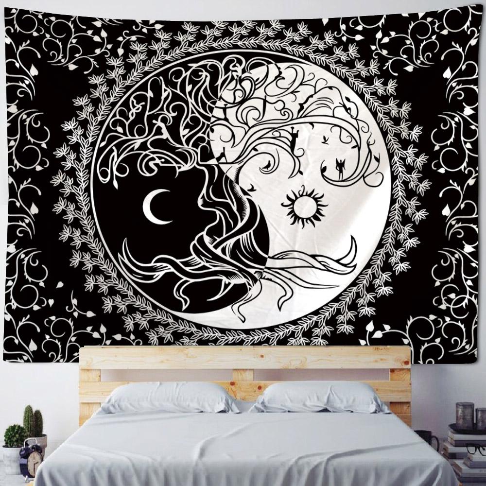 Mountain Starry Sky Tapestry Hippie Bohemian Wall Hanging Living Room Home Aesthetics Fabric Decoration Background Poster