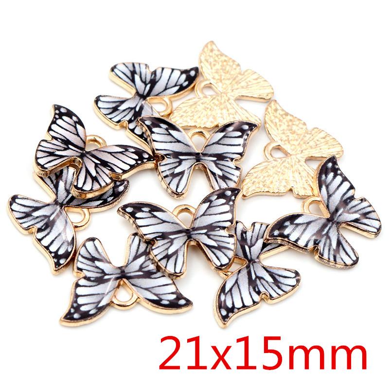 10pcs 21x15mm 19x16mm Colorful Butterfly Charms Pendant Enamel Metal Charms Necklace Bracelet DIY Jewelry Making Accessories