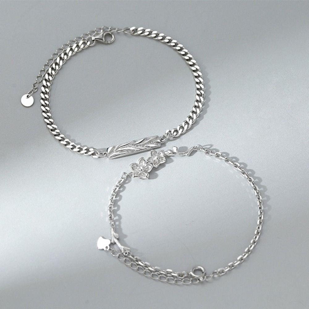 Adjustable Simple Thin Bracelet Flower Couple Bangle Fashion Lovers Bracelet  Female