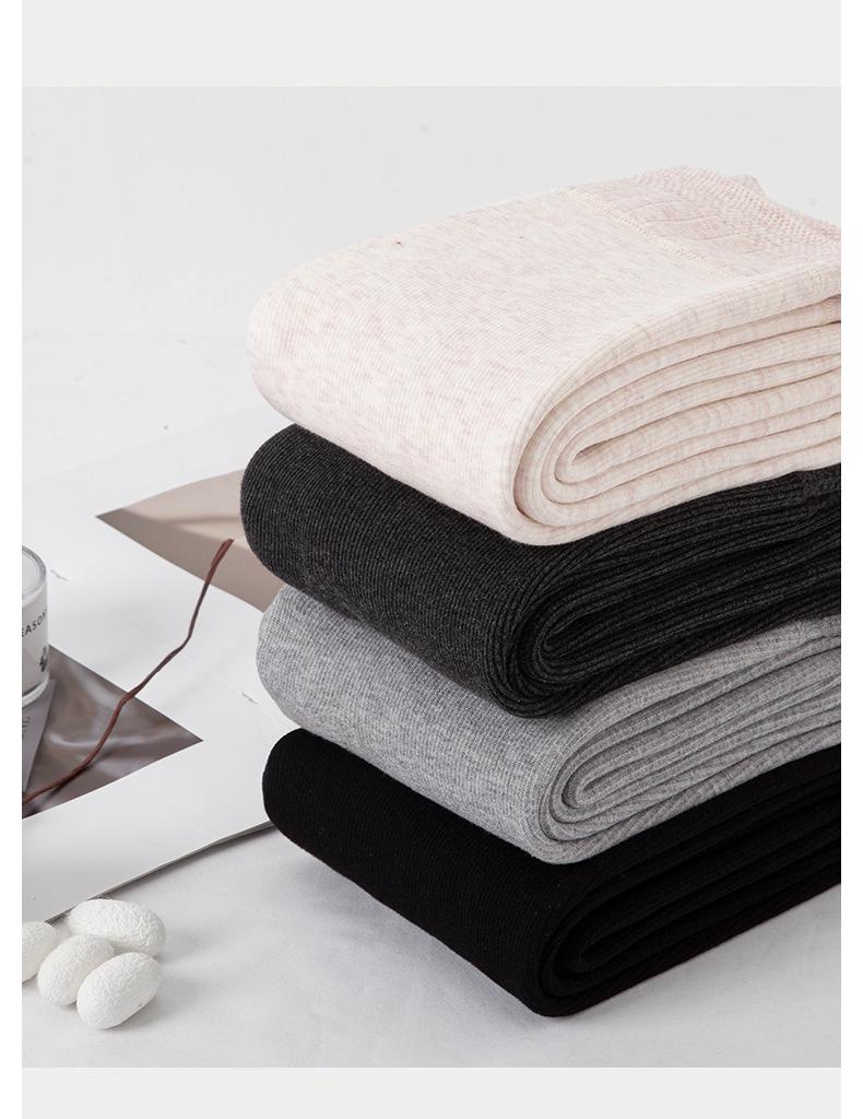 Women's Gray Slim Fit Cotton Leggings - 2025 New Warm Plus Velvet for Autumn/Winter