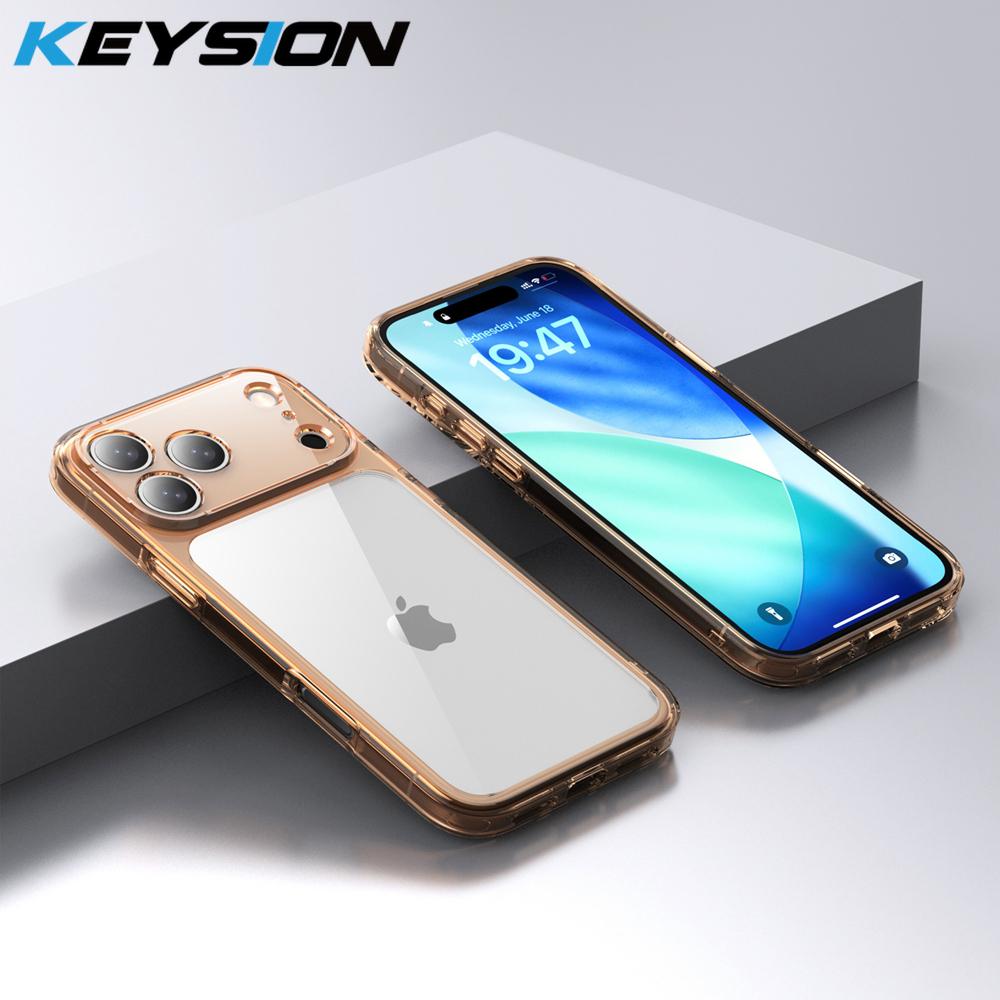 

KEYSION Shockproof Armor Clear Case for iPhone 17 Pro Max HD Transparent Soft TPU Silicone+PC Phone Back Cover for iPhone 17 Pro for iPhone 17 Pro Max помаранчевий