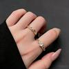 Adjustable Classic Couple Rings Set Rhodium/Gold Plated Brass Open Rings with Zircon Flower Design for Lovers