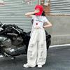 Girls' Jazz Dance Lace Ribbon T-shirt & Ripped Wide-leg Pants Set - Summer 2026 Arrival for Medium & Older Kids