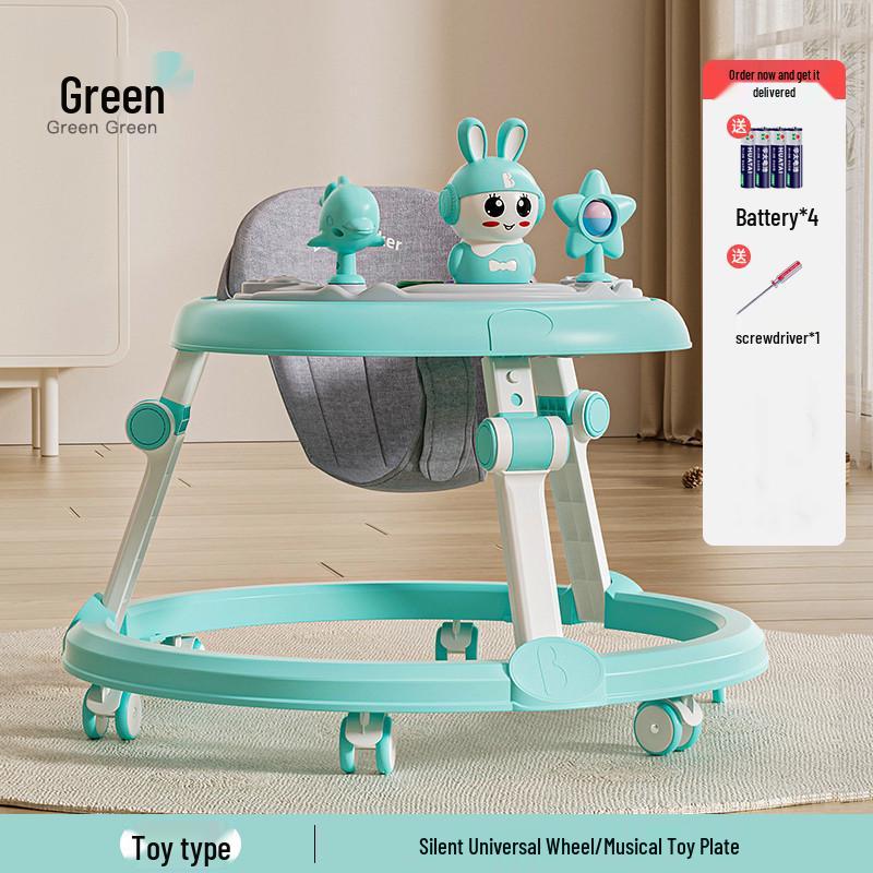 Multifunctional Baby Walker with Music, Lightweight & Foldable for 6-18 Months, Anti-Rollover Design
