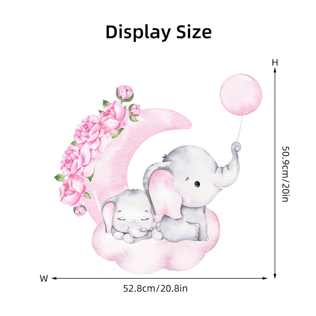 Small Elephant Moon Bear Self Adhesive Wall Stickers For Children'S Rooms, Bedrooms, Kindergartens, Decorative Wall Stickers