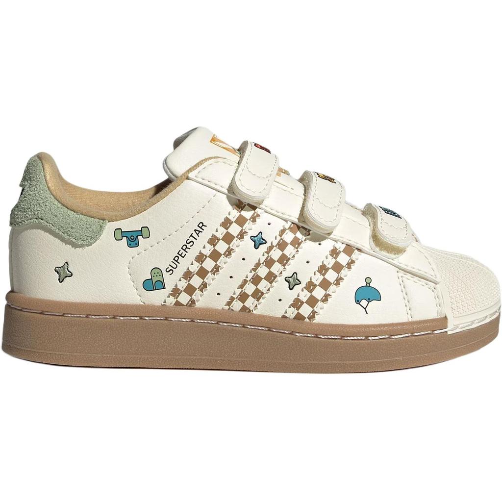 adidas Originals Superstar 2 Cf Classic Shell Toe Low Top Kids Sneakers Kids Sneakers White Brown JS2470