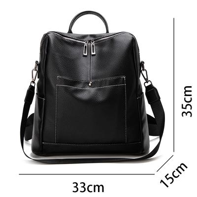 Anti Theft PU Leather Fashion Solid Color Backpack Gifts Large Capacity Schoolbag Book Bags Simple Travel Backpack School Bags