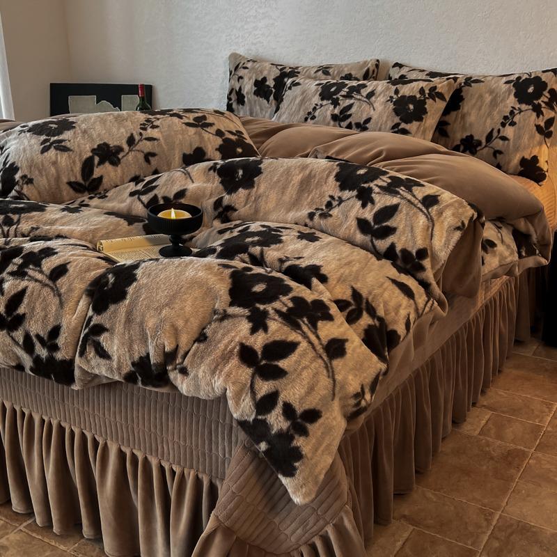 2025 Merlad Double-Sided Furry Velvet Bedspread & Sheet Set